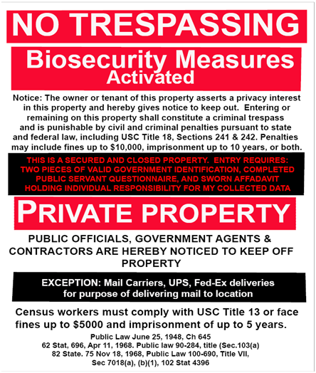 Constitutional No Trespassing Sign